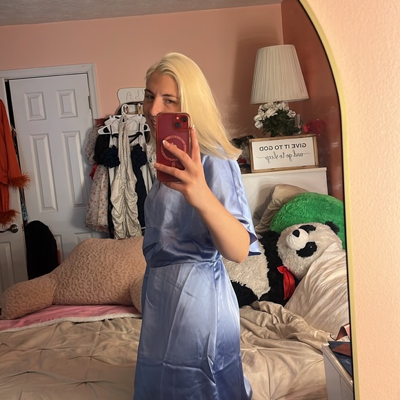 H&M Periwinkle Satin Wrap Dress - Picture 2 of 9